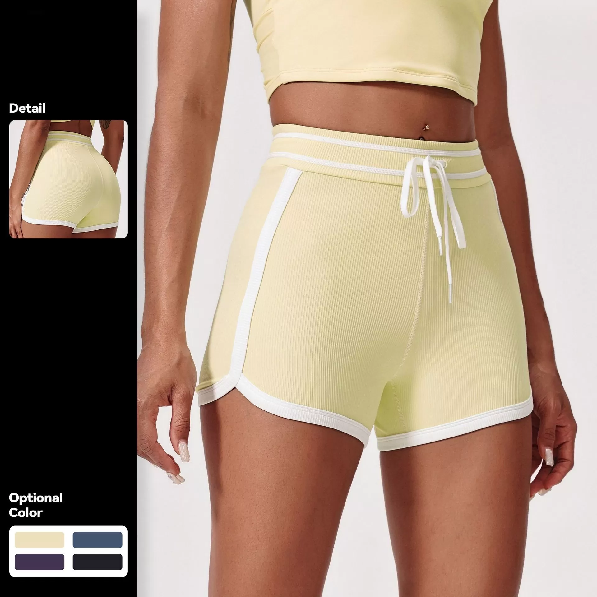 Drawstring Sportwear Gym Fitness Yoga Shorts for Women FGBDK5333