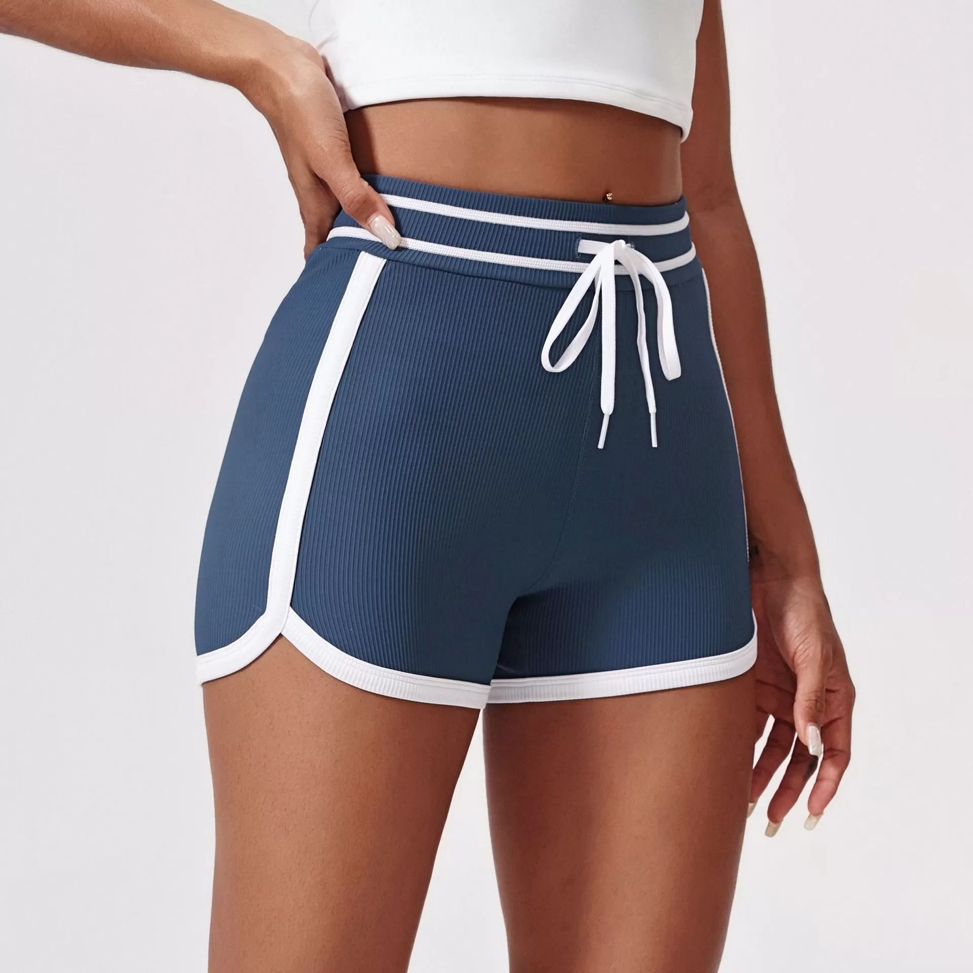 Drawstring Sportwear Gym Fitness Yoga Shorts for Women FGBDK5333