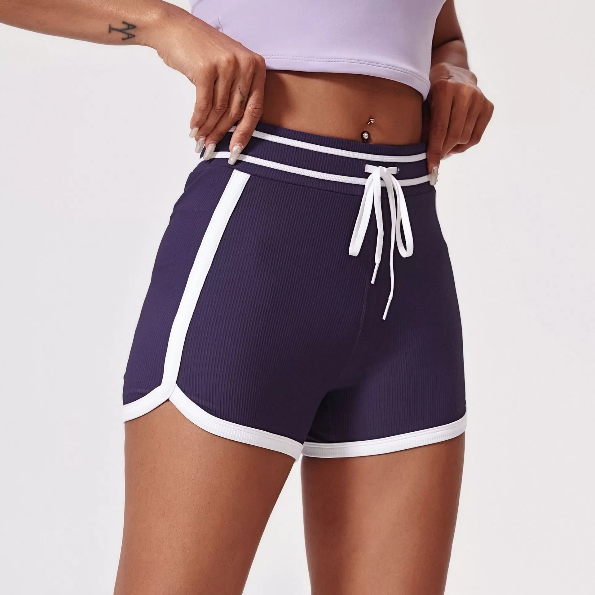Drawstring Sportwear Gym Fitness Yoga Shorts for Women FGBDK5333