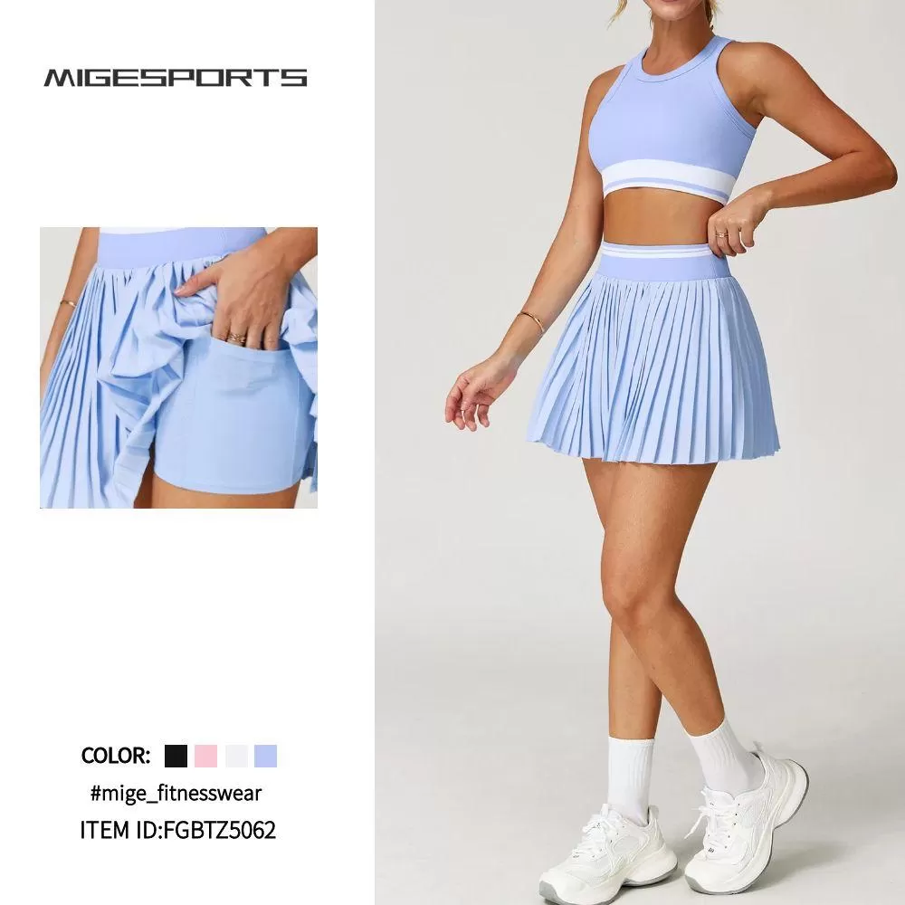 Woman Sportswear Yoga Sets With Pocket Gym 2 Piece Tennis Set FGBTZ5062