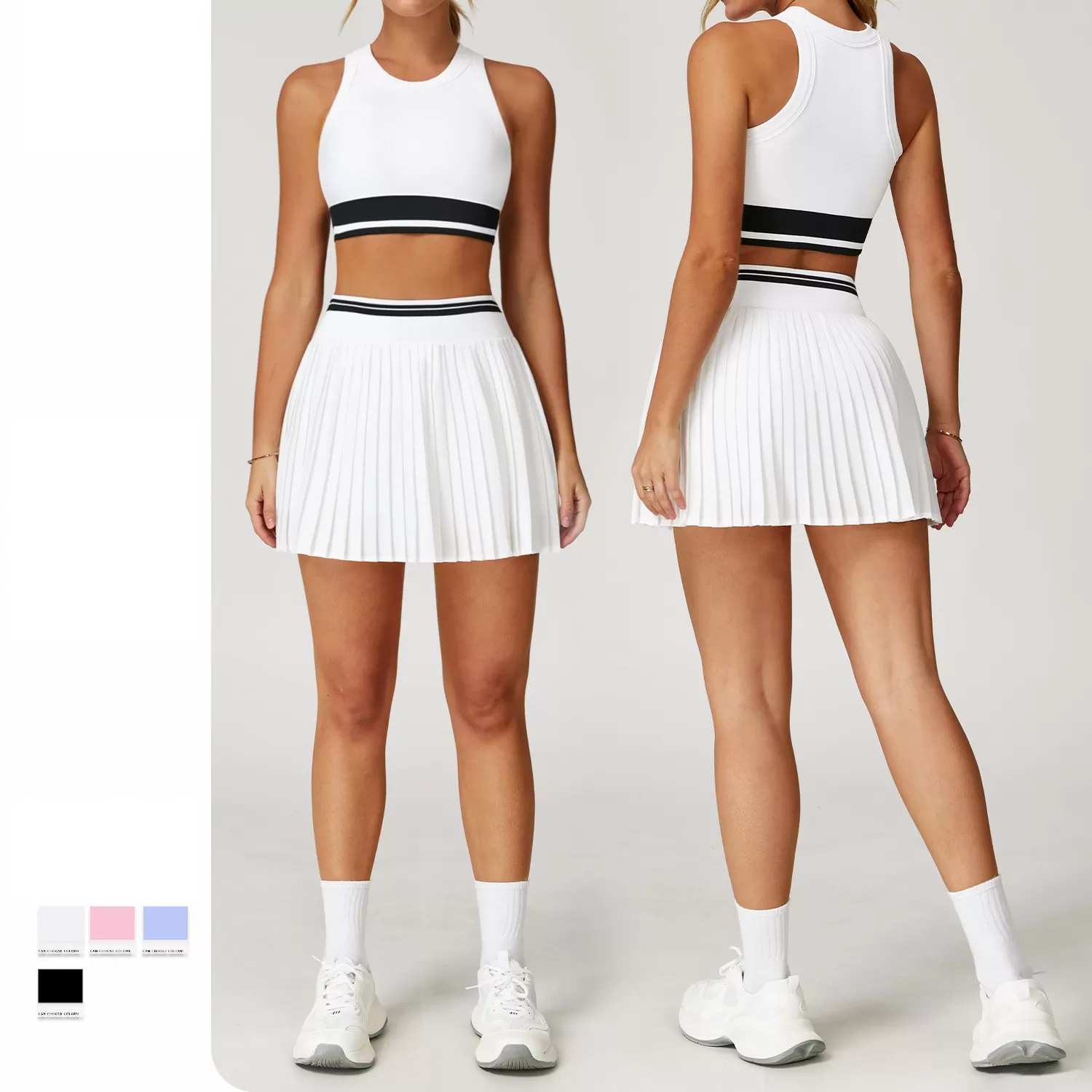 Woman Sportswear Yoga Sets With Pocket Gym 2 Piece Tennis Set FGBTZ5062