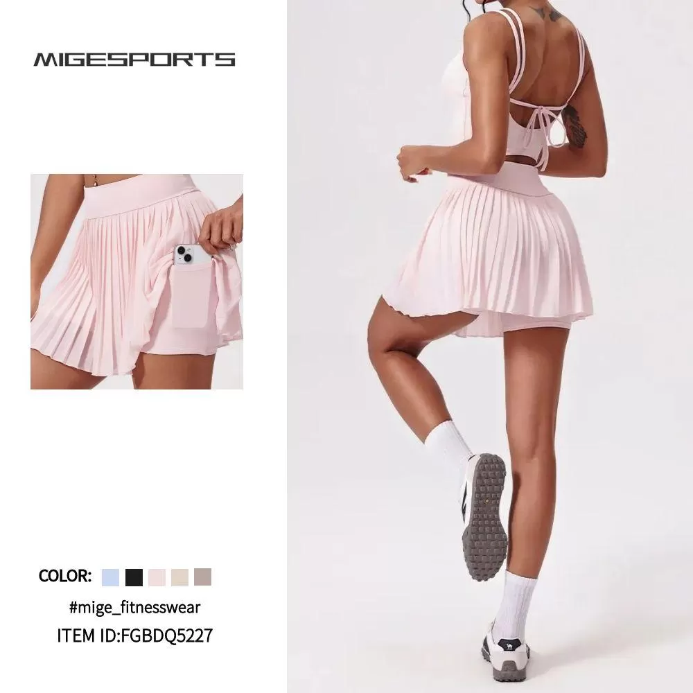 Women's High Waist Breathable Gym Tennis Skirt FGBDQ5227