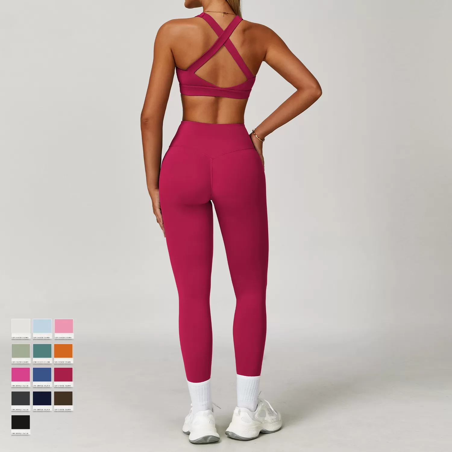 Women Fitness Yoga Leggings Cross Back Bra Yoga Set FGBTZ8047-1 TZ8047-2
