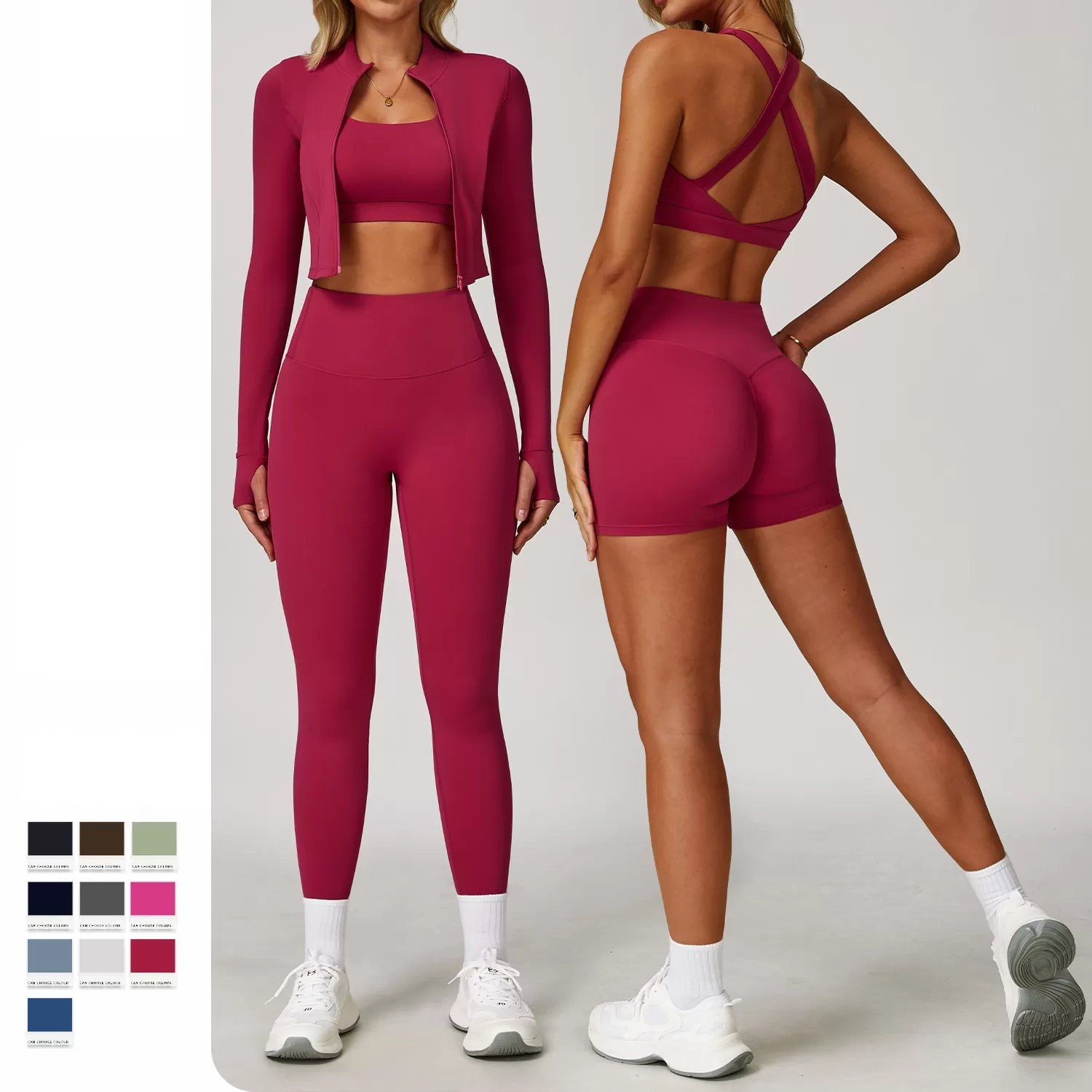 Women's Gym Yoga Wear Quick-Drying Breathable Sets FGBTZ8047-3 TZ8047-4