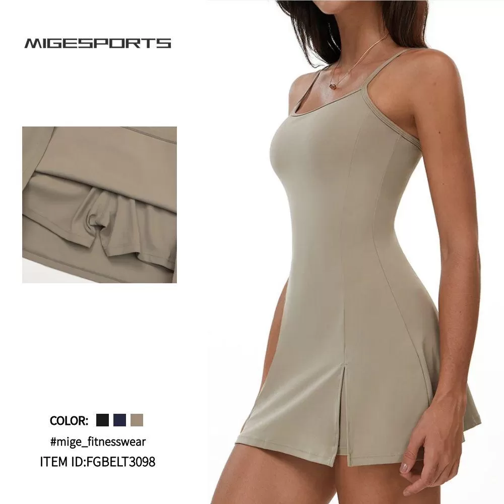 Women Tennis Dress Fitness Wear Golf Dress With Shorts FGBELT3098