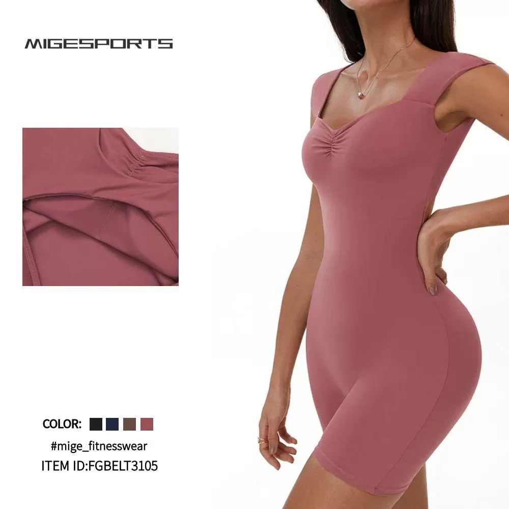 Workout Fitness One Piece Shorts for Women Ladies Jumpsuit FGBELT3105