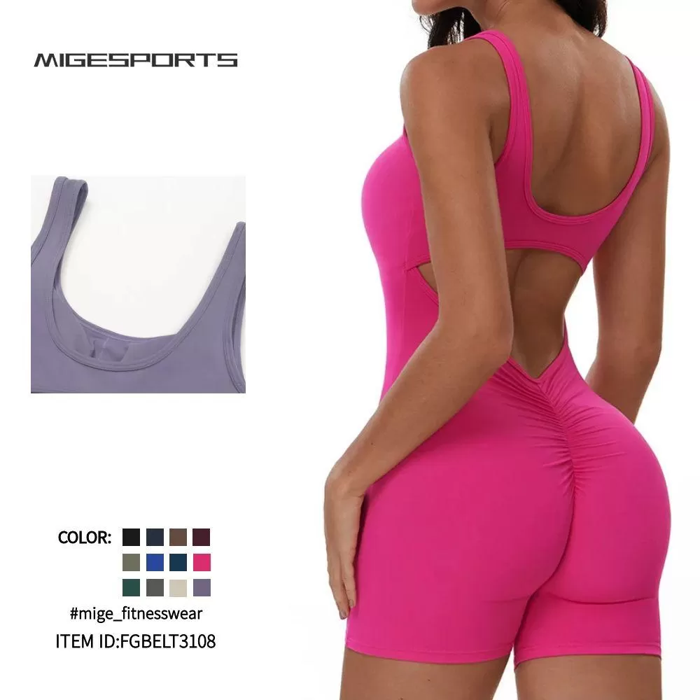 One Piece Yoga Jumpsuit Backless Shorts Sexy Jumpsuits FGBELT3108