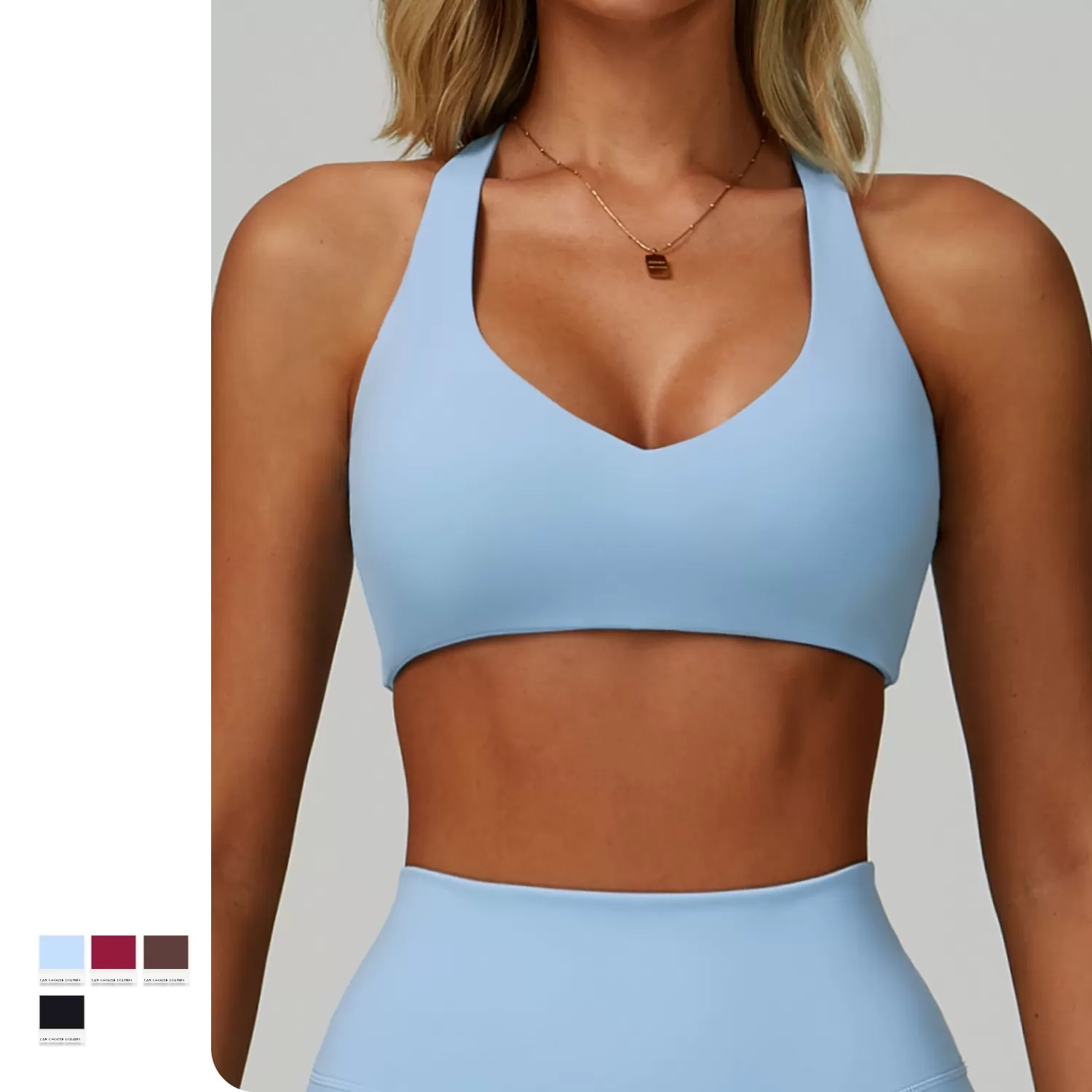 Women Running Shockproof Beauty Halter Neck Yoga Bra FGBEWX9300