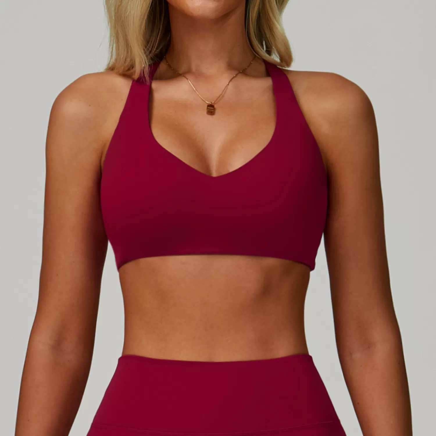 Women Running Shockproof Beauty Halter Neck Yoga Bra FGBEWX9300