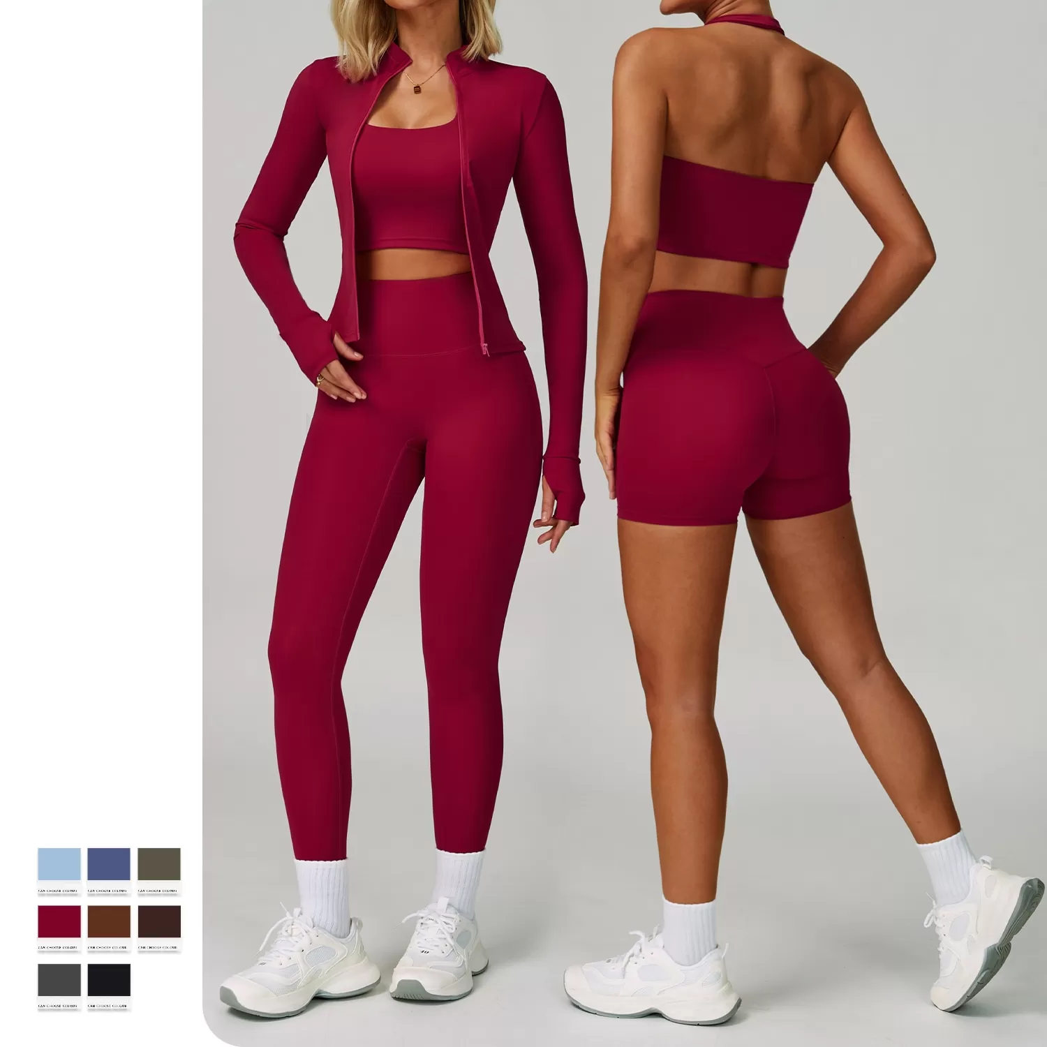 Women's Activewear Jacket Sports Bra Leggings 4 Piece Set FGBTZ6116