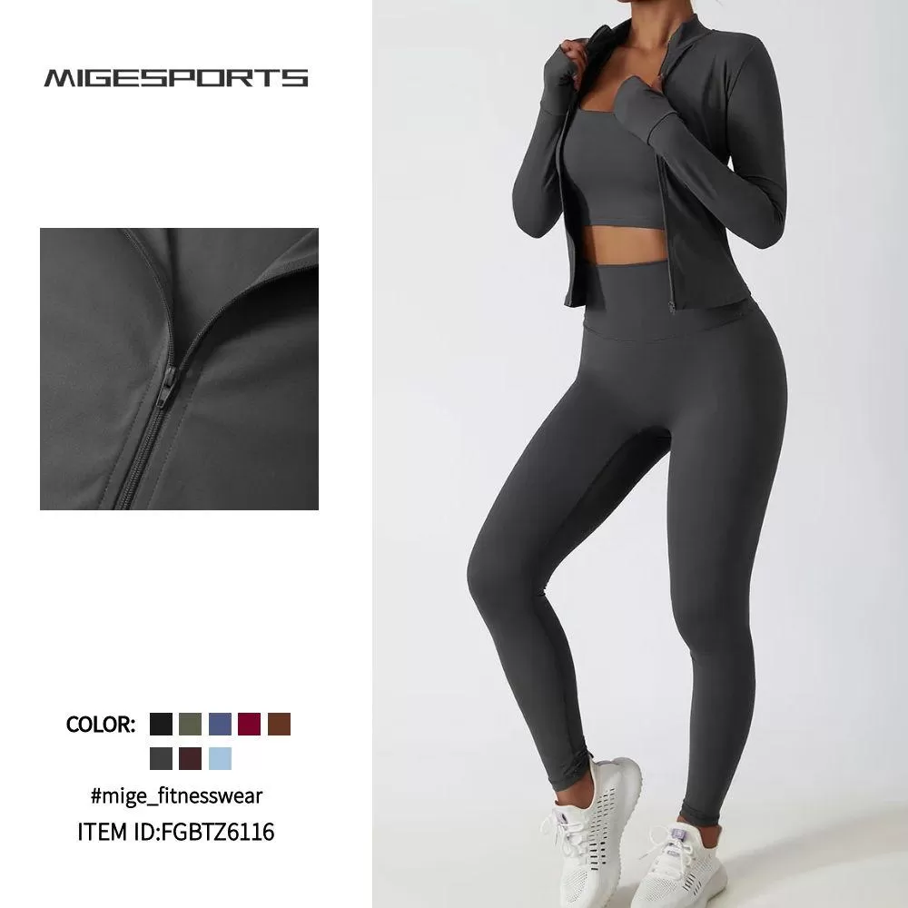 Women's Activewear Jacket Sports Bra Leggings 4 Piece Set FGBTZ6116