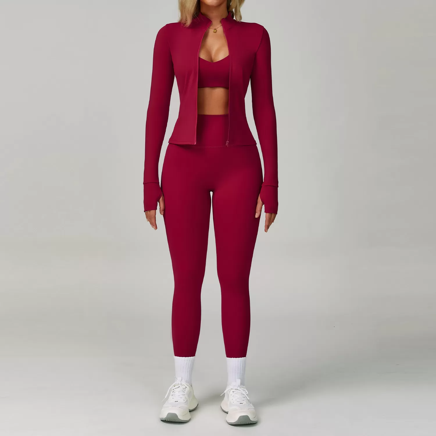 Gym Yoga Bra Leggings Jacket Quick Dry Fitness 4 Pieces Yoga Set FGBTZ9300