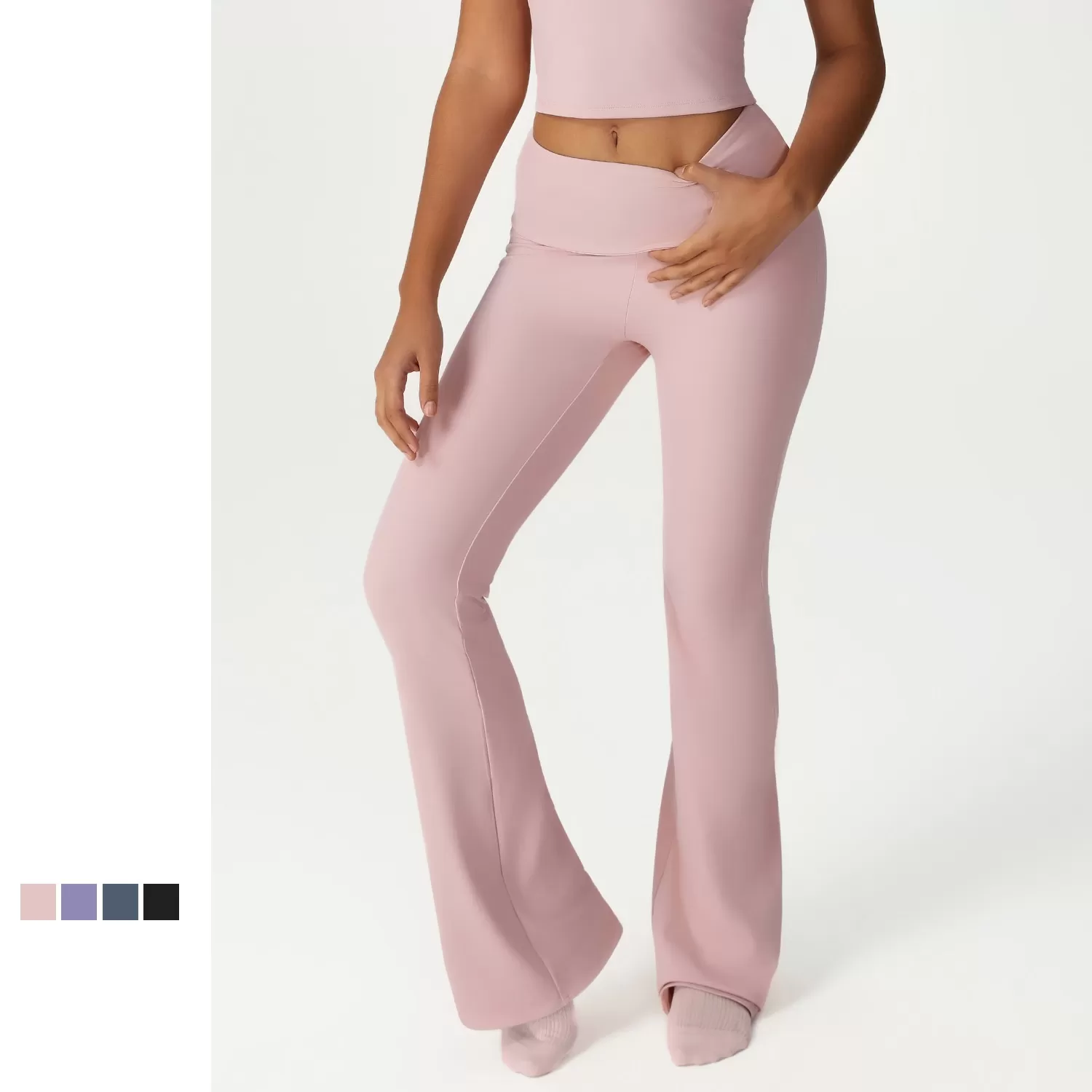 Women High Waist Slim Fit Yoga Bell-bottom Pants FGBSM2533