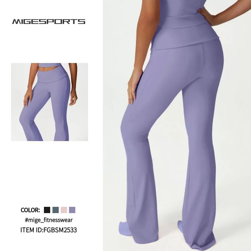Women High Waist Slim Fit Yoga Bell-bottom Pants FGBSM2533