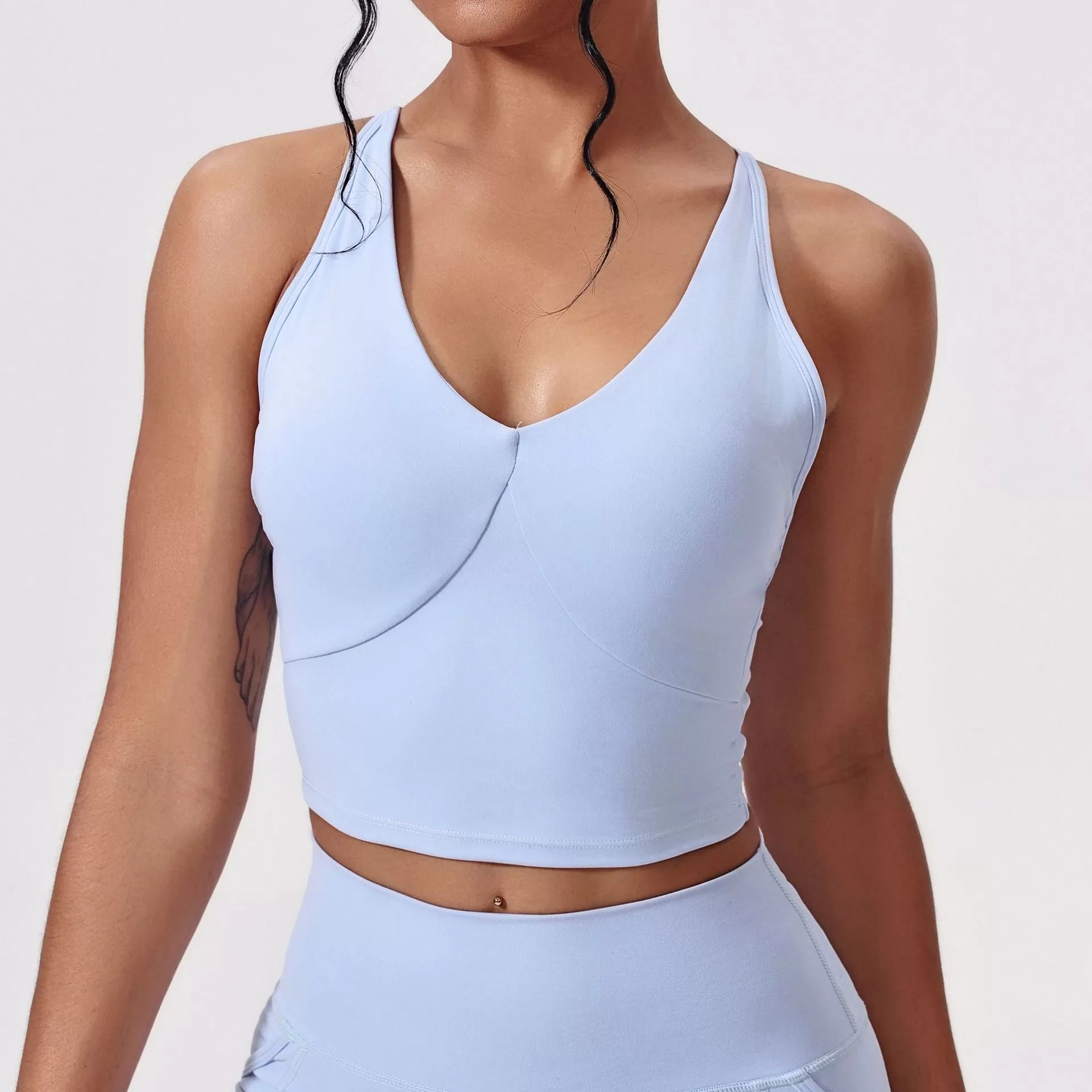 Women's Breathable Gym Sport Tank Tops Solid Color Yoga Singlets FGBWX5339