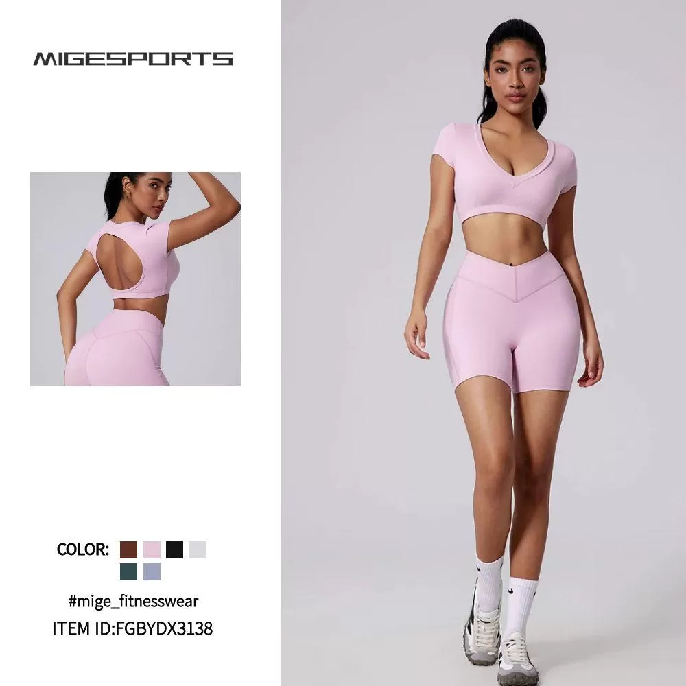 New High Sexy Quality Yoga Short Sleeve Crop Top FGBYDX3138