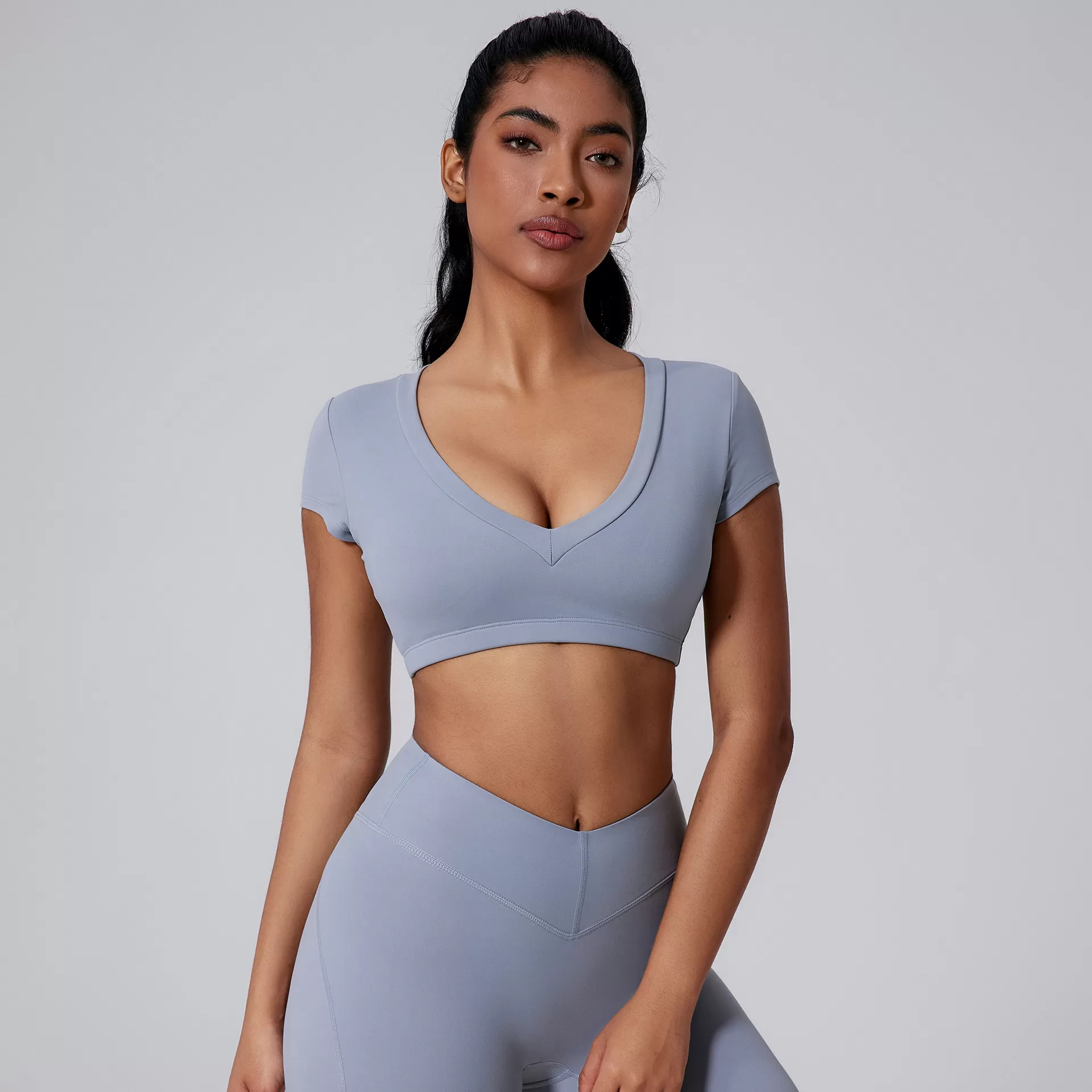New High Sexy Quality Yoga Short Sleeve Crop Top FGBYDX3138