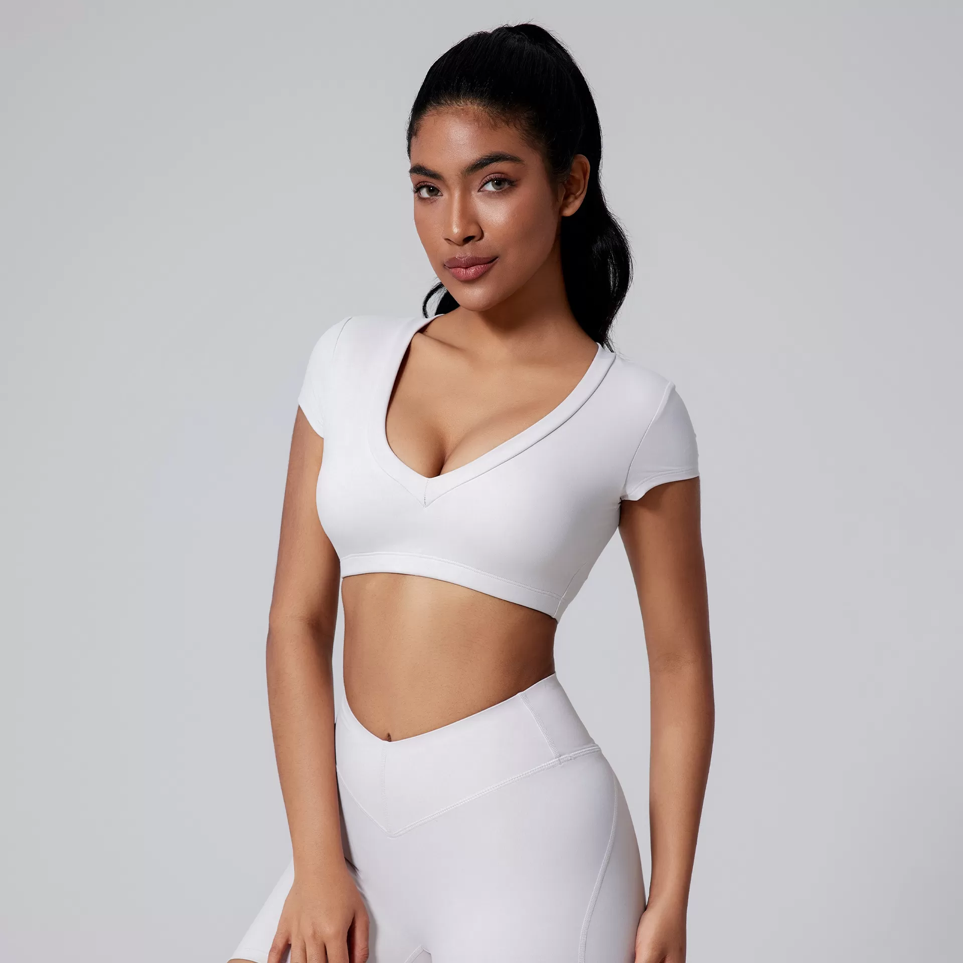 New High Sexy Quality Yoga Short Sleeve Crop Top FGBYDX3138