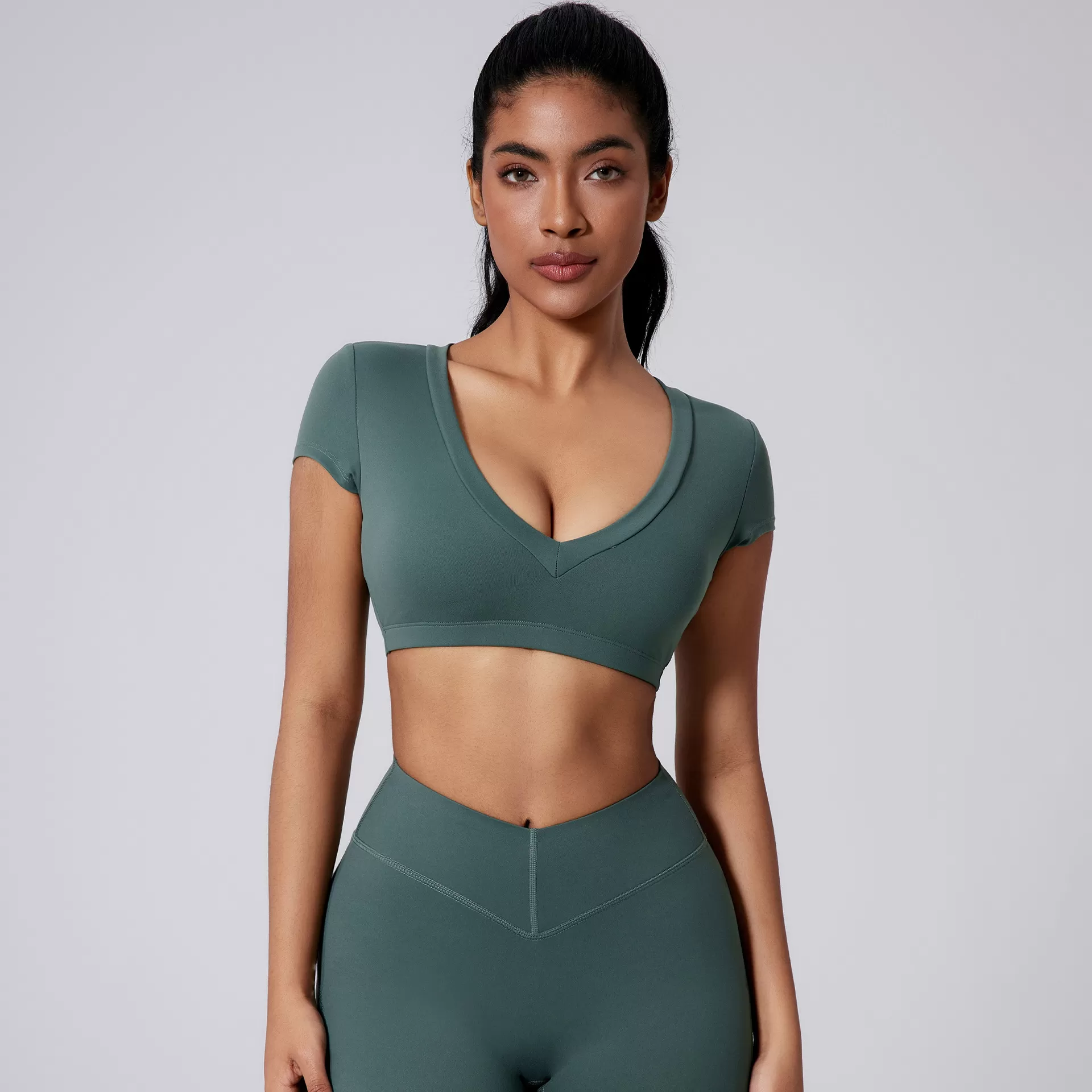 New High Sexy Quality Yoga Short Sleeve Crop Top FGBYDX3138