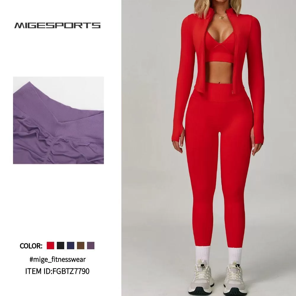 High Stretchy Seamless Yoga 4 Pieces Set With Jacket FGBTZ7790