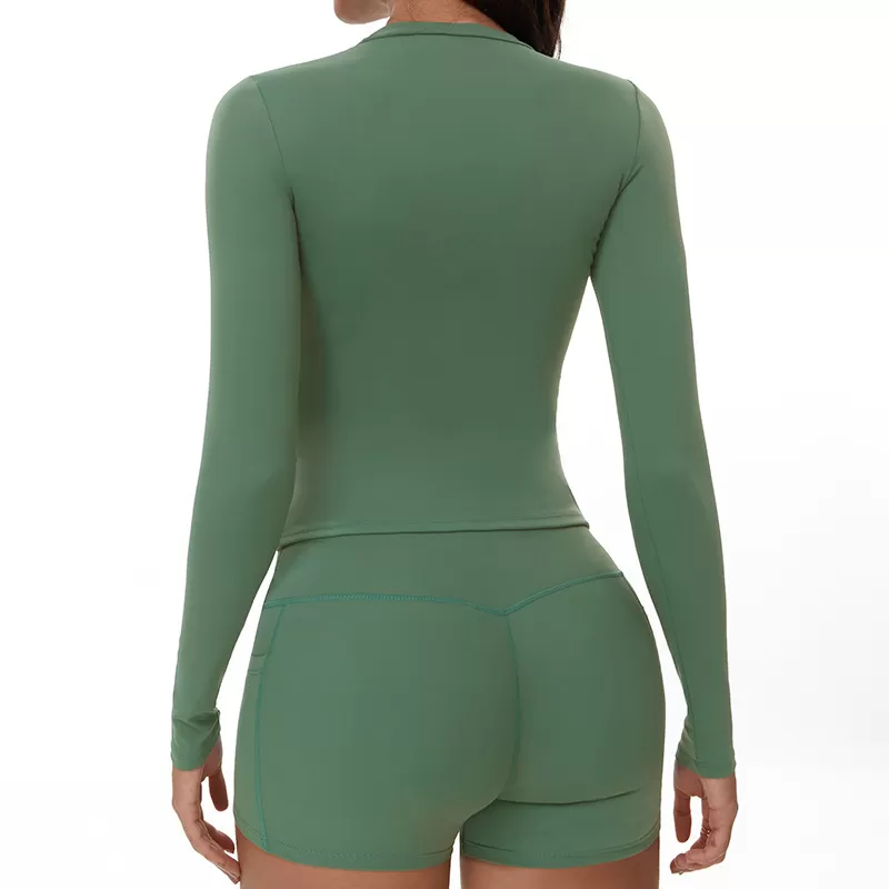 Women's Long Sleeve And Fitness Running Shorts Yoga 2 Piece Set FGBTZ3103