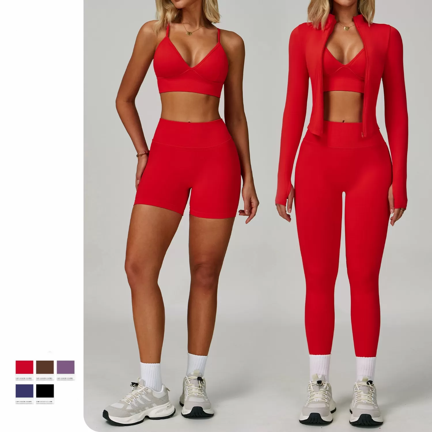 High Stretchy Seamless Yoga 4 Pieces Set With Jacket FGBTZ7790