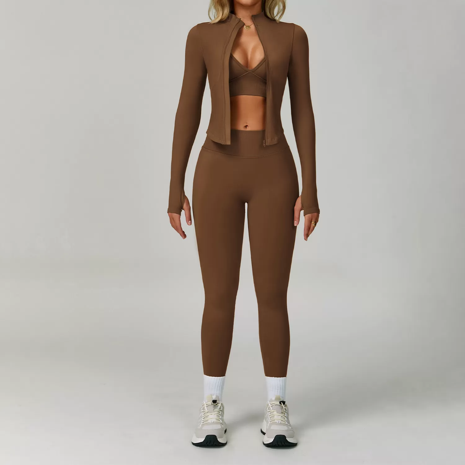 High Stretchy Seamless Yoga 4 Pieces Set With Jacket FGBTZ7790