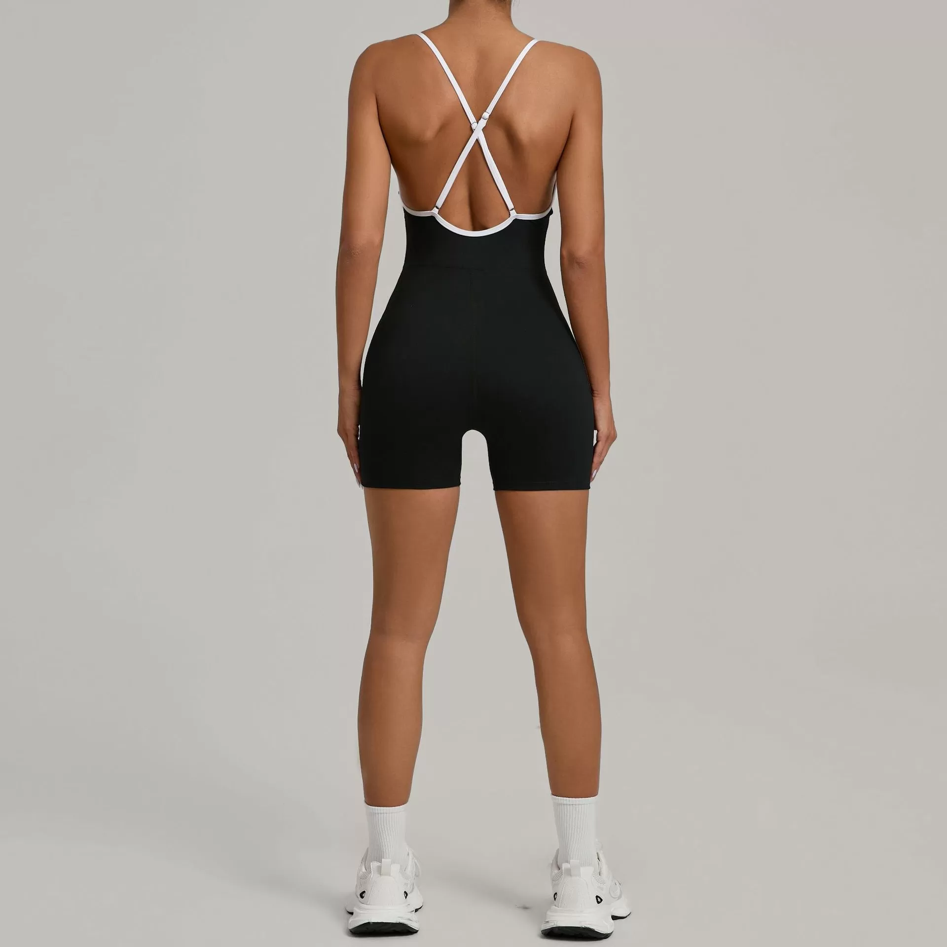 Women's Athletic Cross Back Rompers Workout Jumpsuits FGB1091