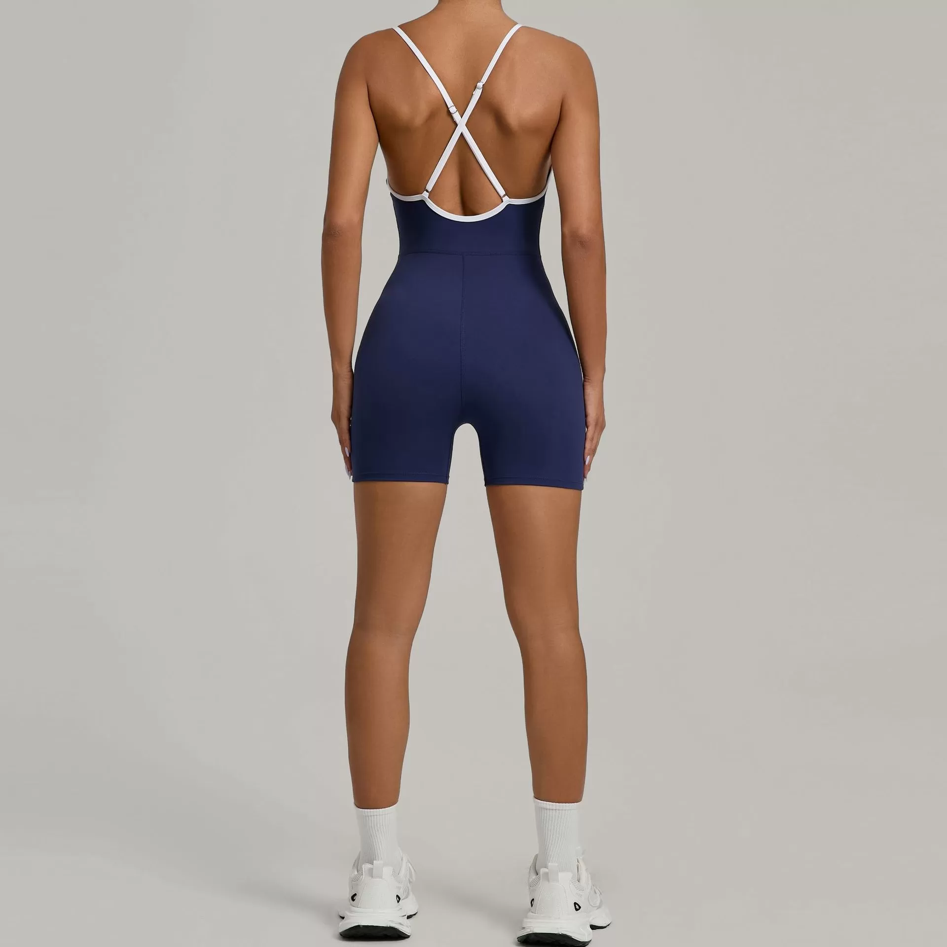 Women's Athletic Cross Back Rompers Workout Jumpsuits FGB1091