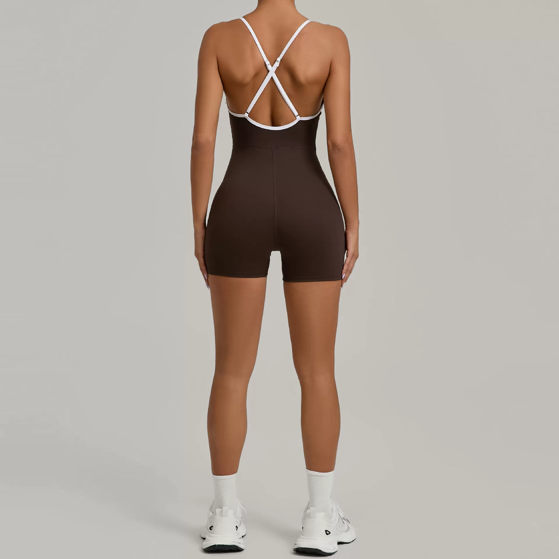 Women's Athletic Cross Back Rompers Workout Jumpsuits FGB1091