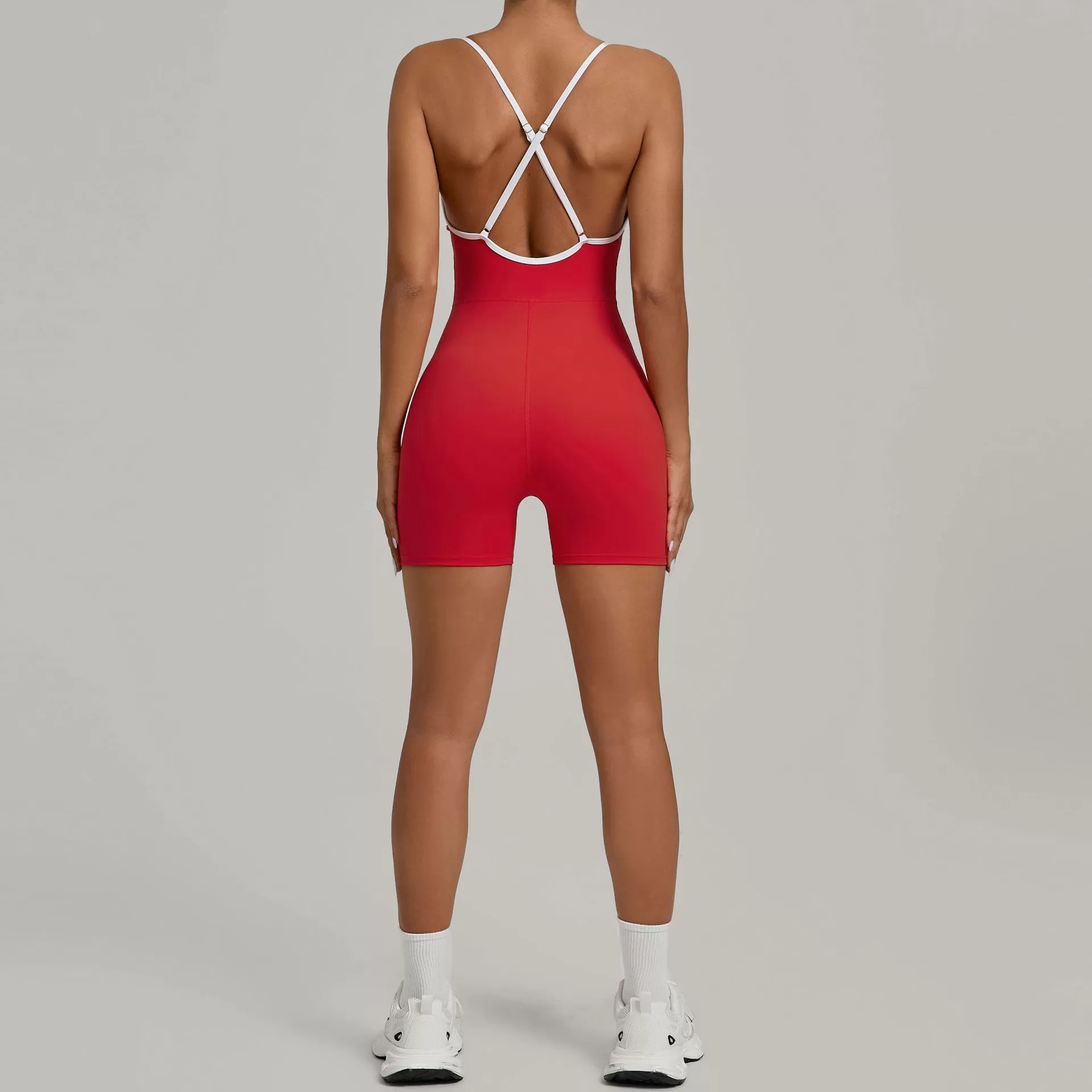 Women's Athletic Cross Back Rompers Workout Jumpsuits FGB1091
