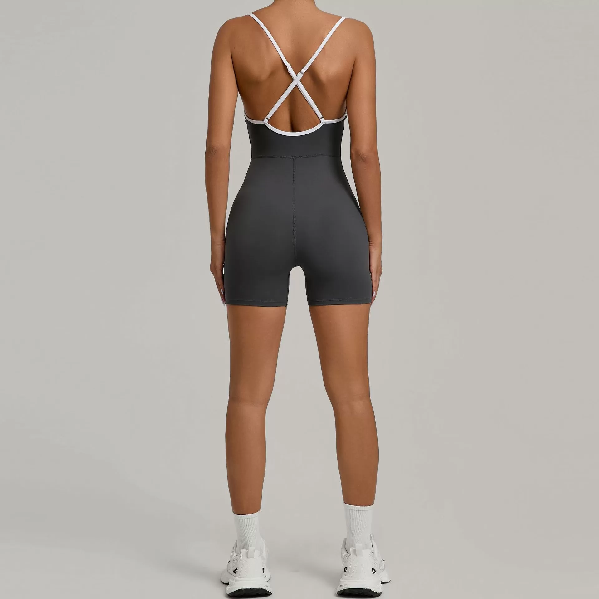 Women's Athletic Cross Back Rompers Workout Jumpsuits FGB1091