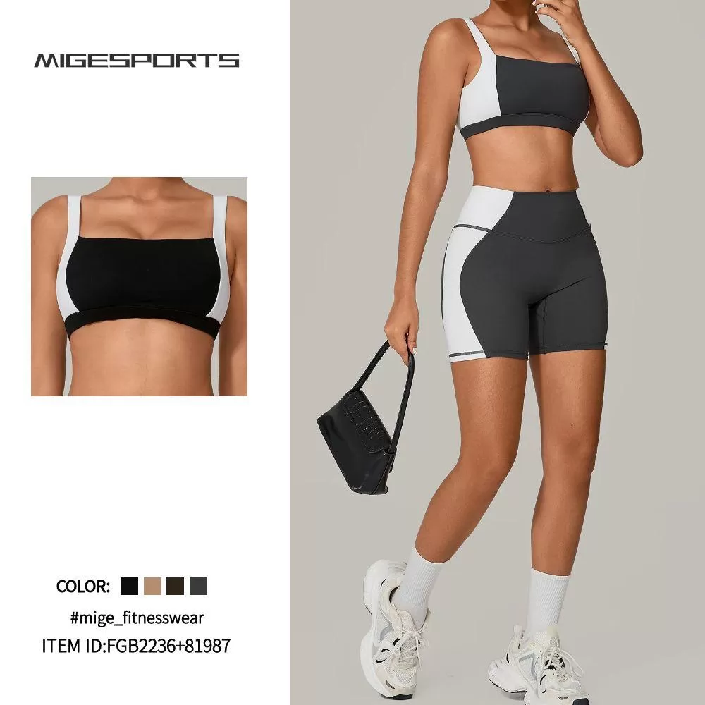 Women Quick Dry Breathable Sports Bra and Shorts 2 Pieces Gym Fitness Yoga Sets FGB2236+81987