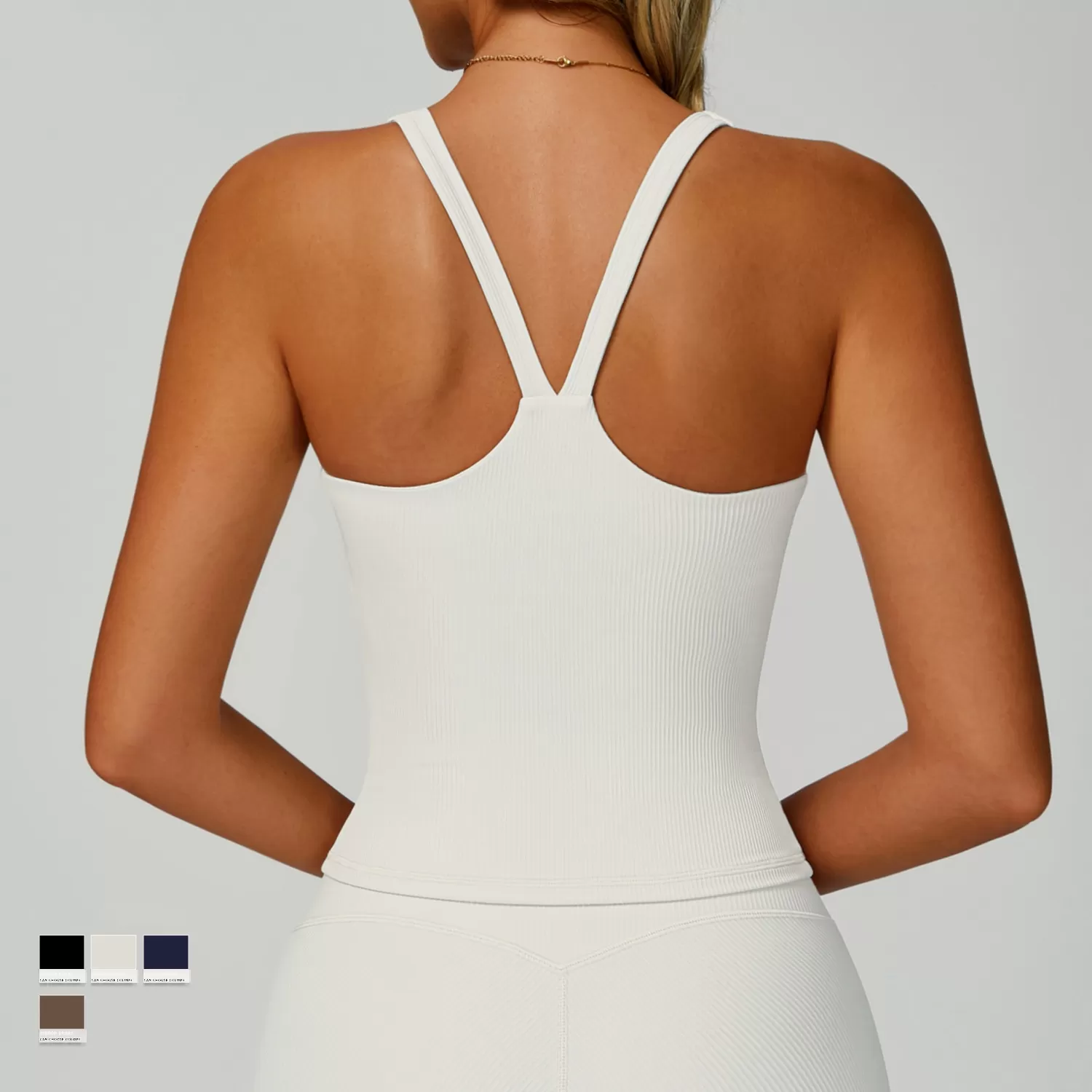 Women's Gym Wear Square Neck Tank Top Solid Color Singlets FGBEBX3093