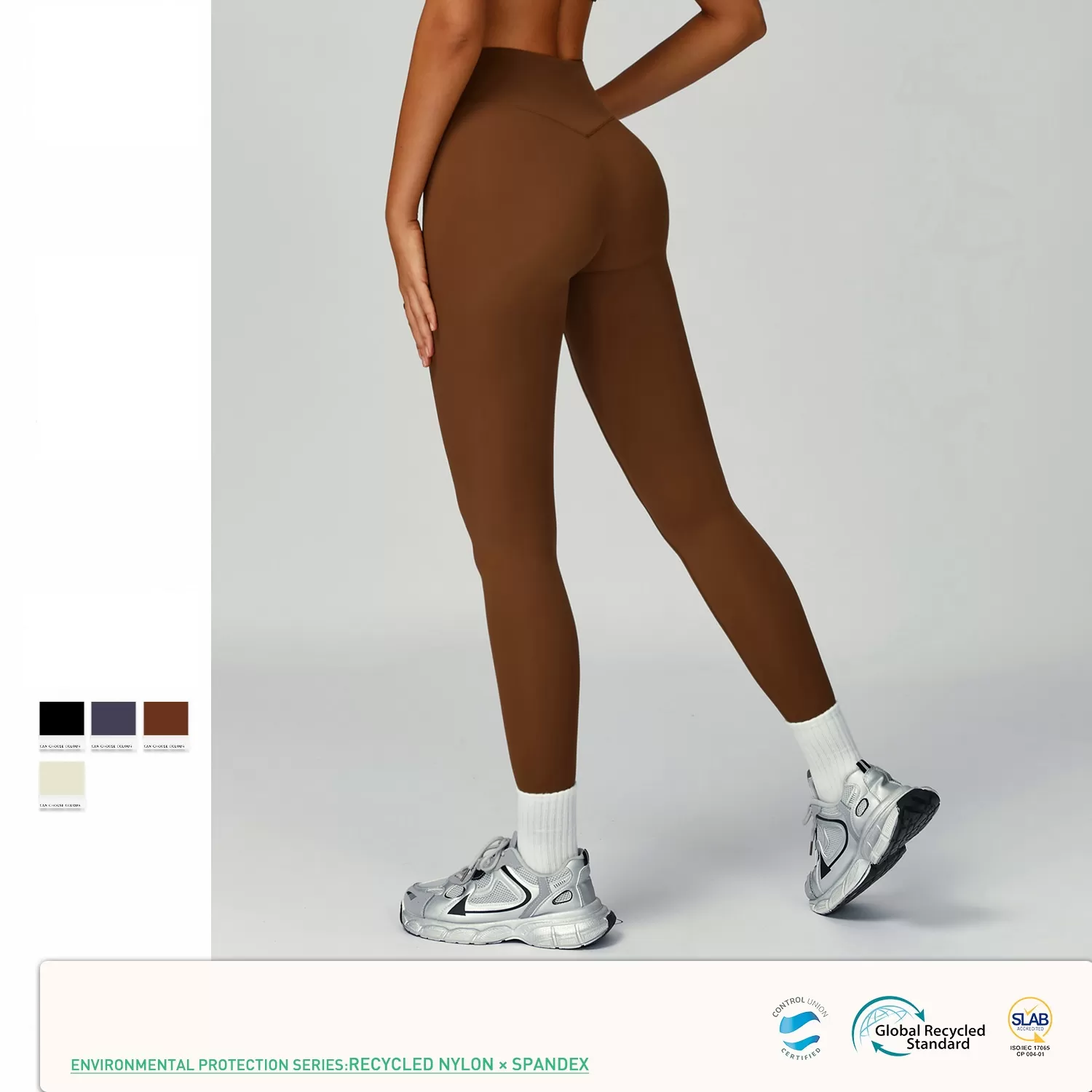 Custom Logo Activewear Spandex Nylon Elastic Waist Leggings FGBECK2029