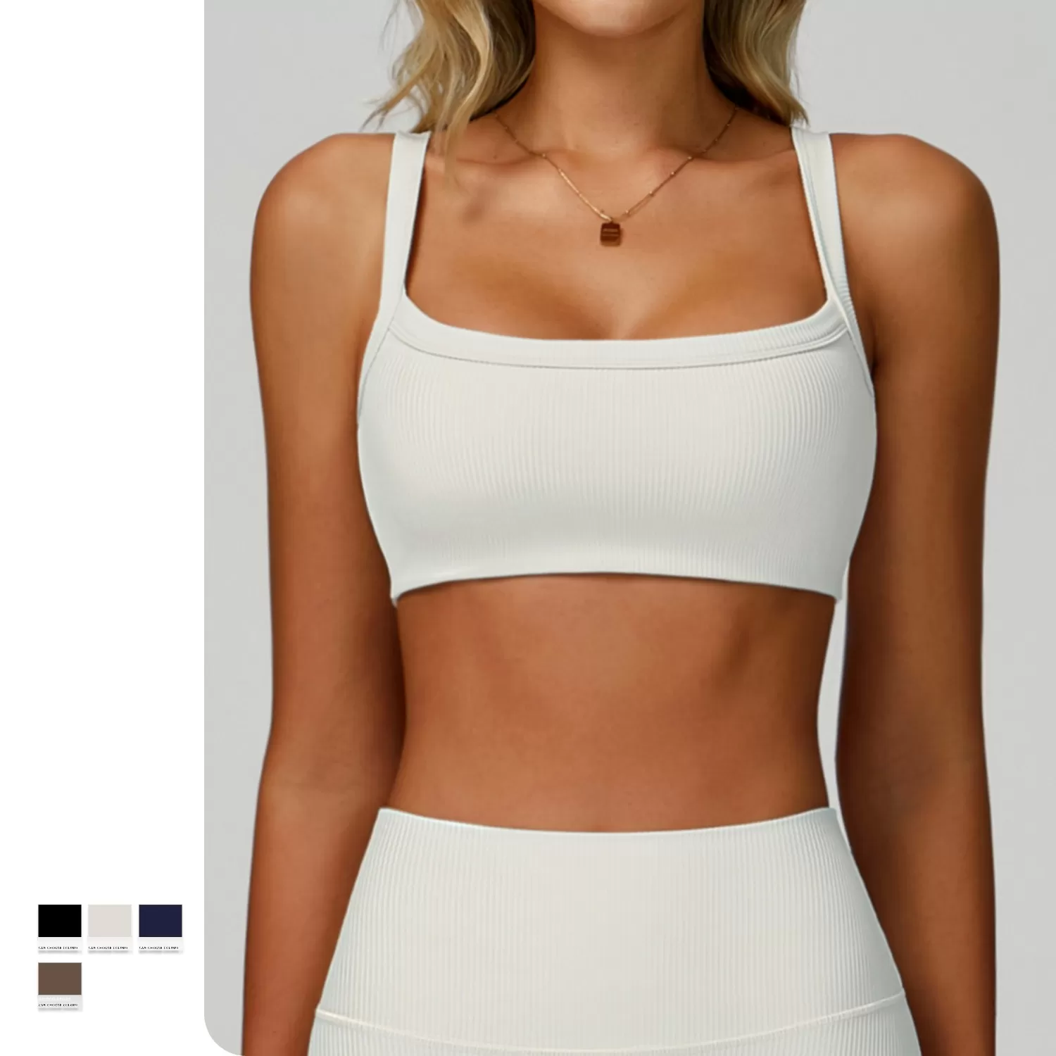 High Quality Women Sports Bra Gym Workout Ribbed Fabric Sports Bra  FGBEWX3093