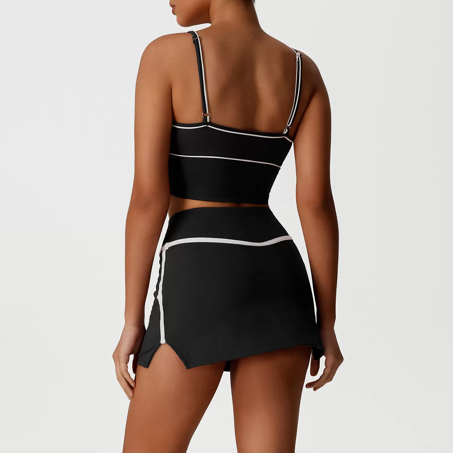 Yoga Bra Long Sleeve  2 in 1 Skirts Suit Golf Tennis Skirt 3 Piece Set Women FGBSM2531+SM2393