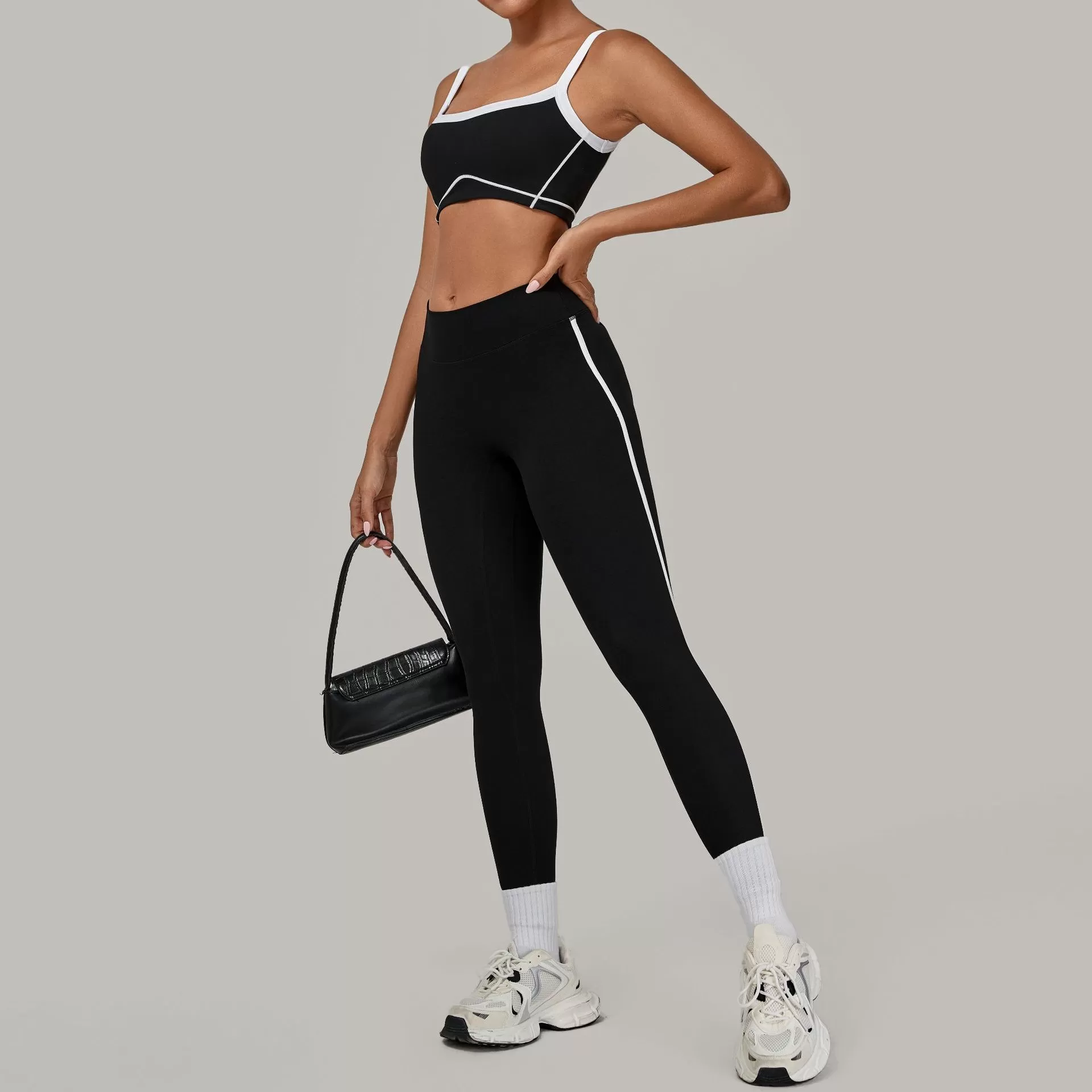 Custom Logo Activewear Bra High Waist Pants Yoga Gym 2 PCs Sets FGB1194+4601