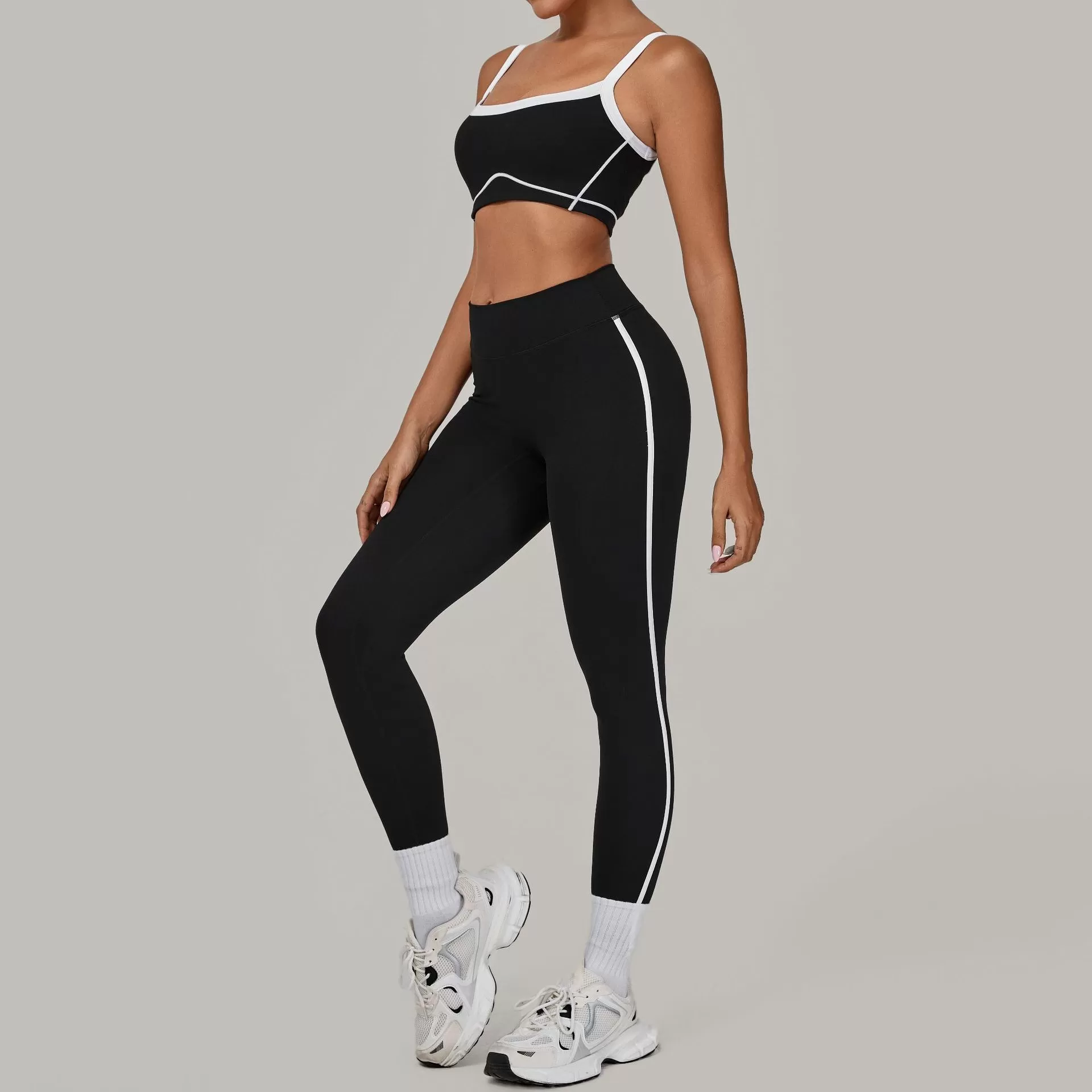 Custom Logo Activewear Bra High Waist Pants Yoga Gym 2 PCs Sets FGB1194+4601
