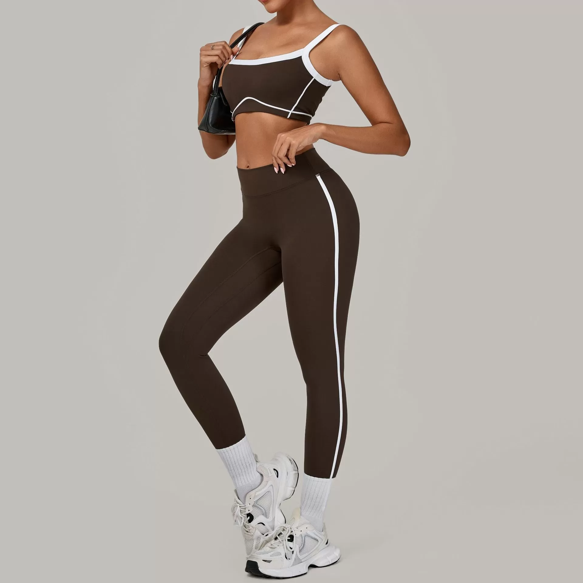 Custom Logo Activewear Bra High Waist Pants Yoga Gym 2 PCs Sets FGB1194+4601