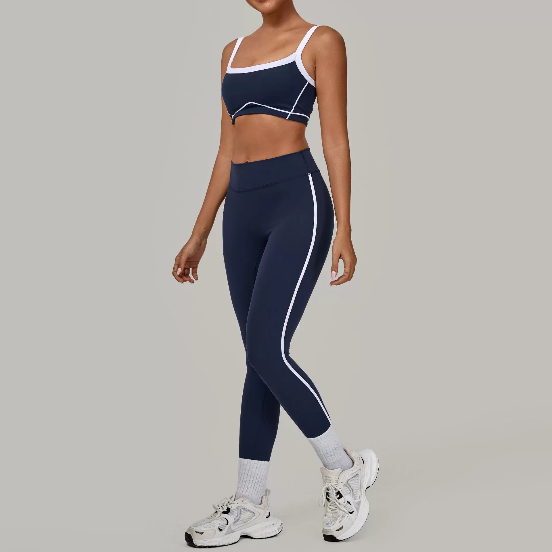 Custom Logo Activewear Bra High Waist Pants Yoga Gym 2 PCs Sets FGB1194+4601