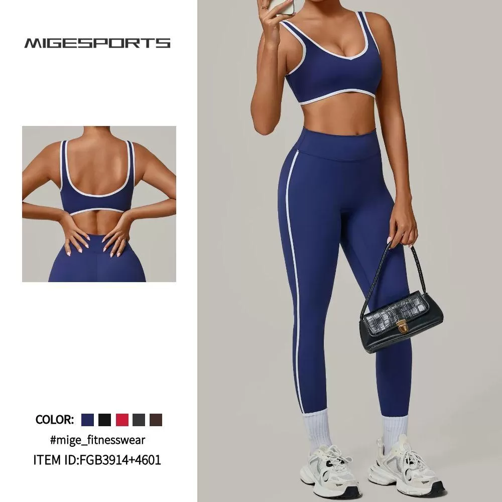 Women Gym Workout Set Sports Bra Crop Top and High Waist Leggings 2 Pieces Yoga Set FGB3914+4601