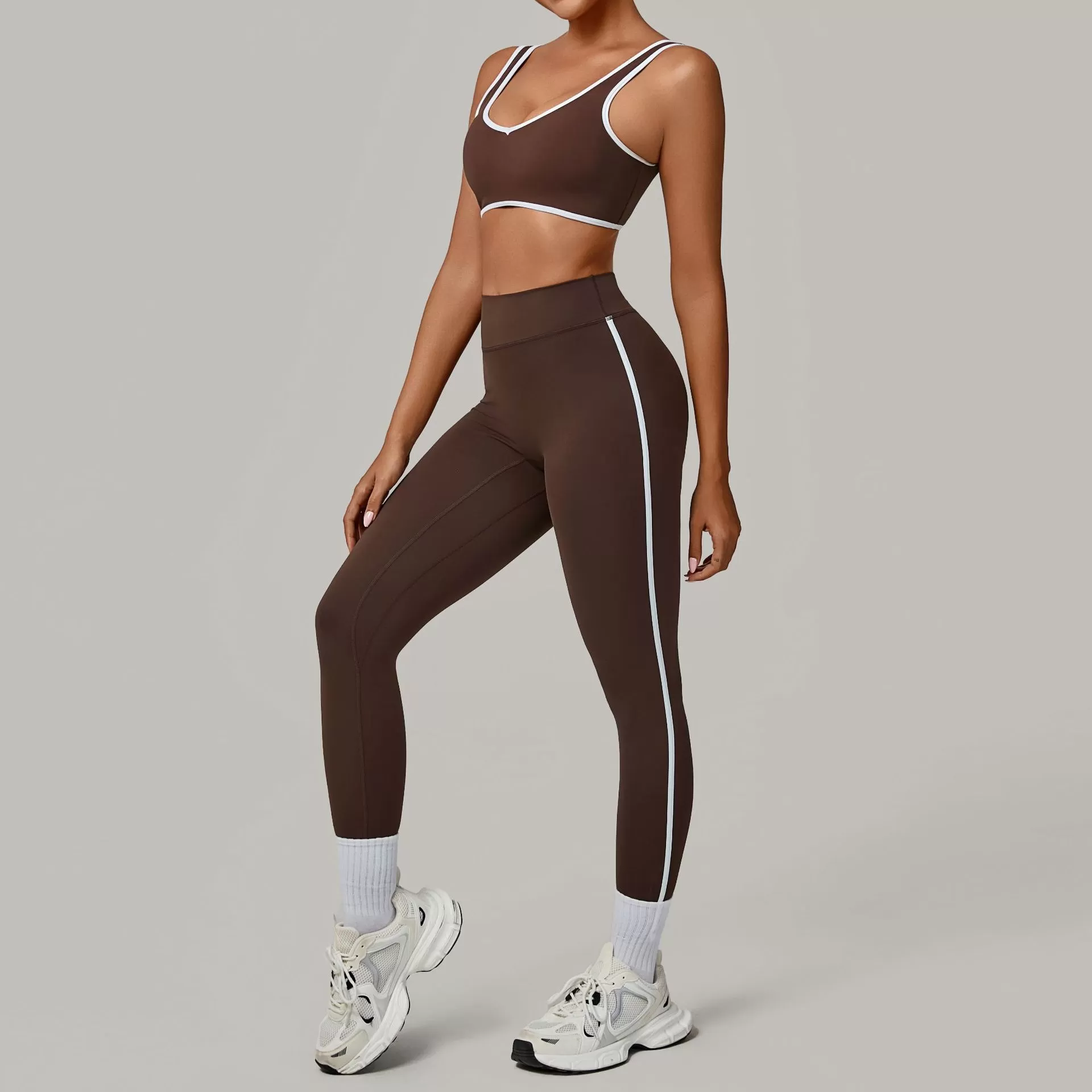 Women Gym Workout Set Sports Bra Crop Top and High Waist Leggings 2 Pieces Yoga Set FGB3914+4601