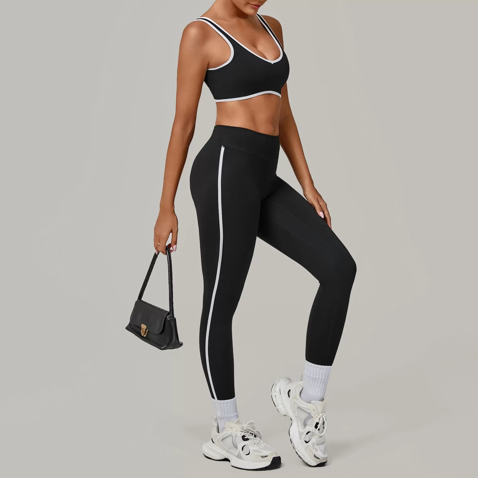 Women Gym Workout Set Sports Bra Crop Top and High Waist Leggings 2 Pieces Yoga Set FGB3914+4601