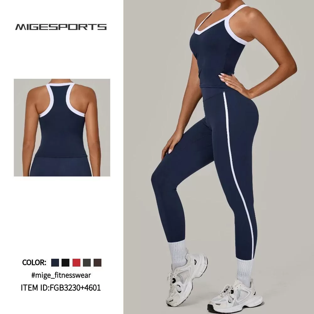 Women'S Sportswear Yoga Set Long Gym Legging Top 2 Pieces FGB3230+4601