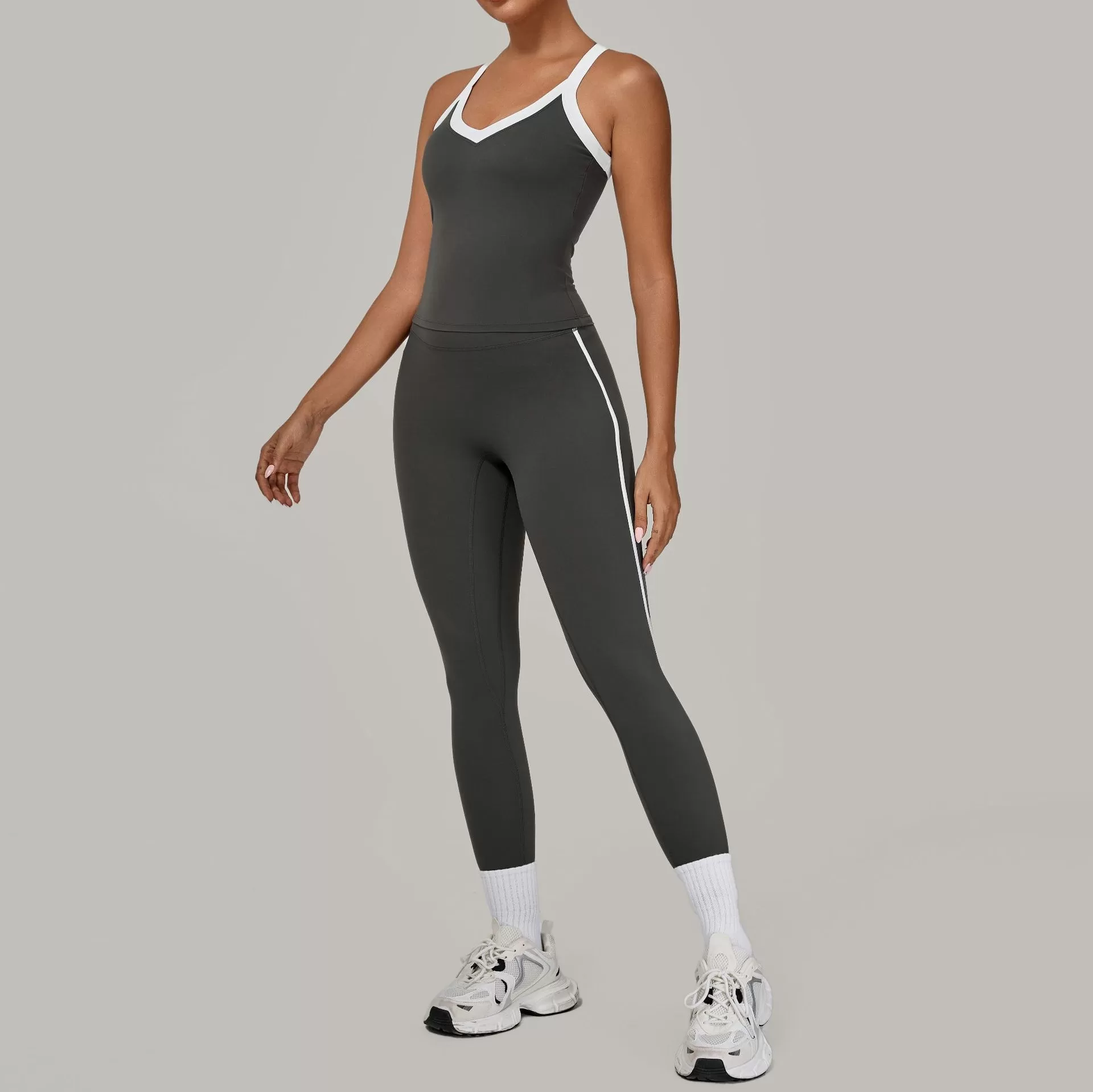Women'S Sportswear Yoga Set Long Gym Legging Top 2 Pieces FGB3230+4601