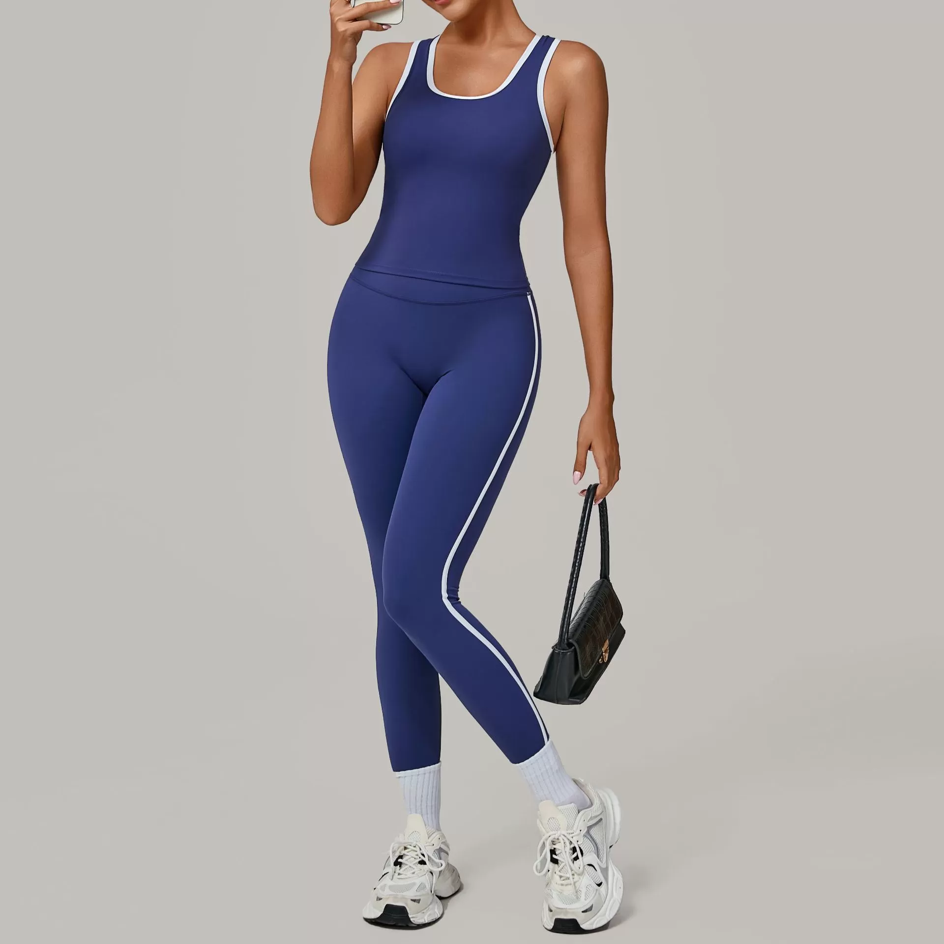 Gym 2 Piece Fitness Sports Suit Sleeveless Shirts Vest Top Legging Outfit Yoga Sets FGB7709+4601