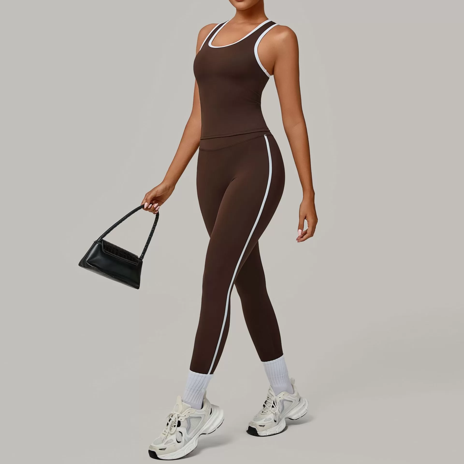 Gym 2 Piece Fitness Sports Suit Sleeveless Shirts Vest Top Legging Outfit Yoga Sets FGB7709+4601
