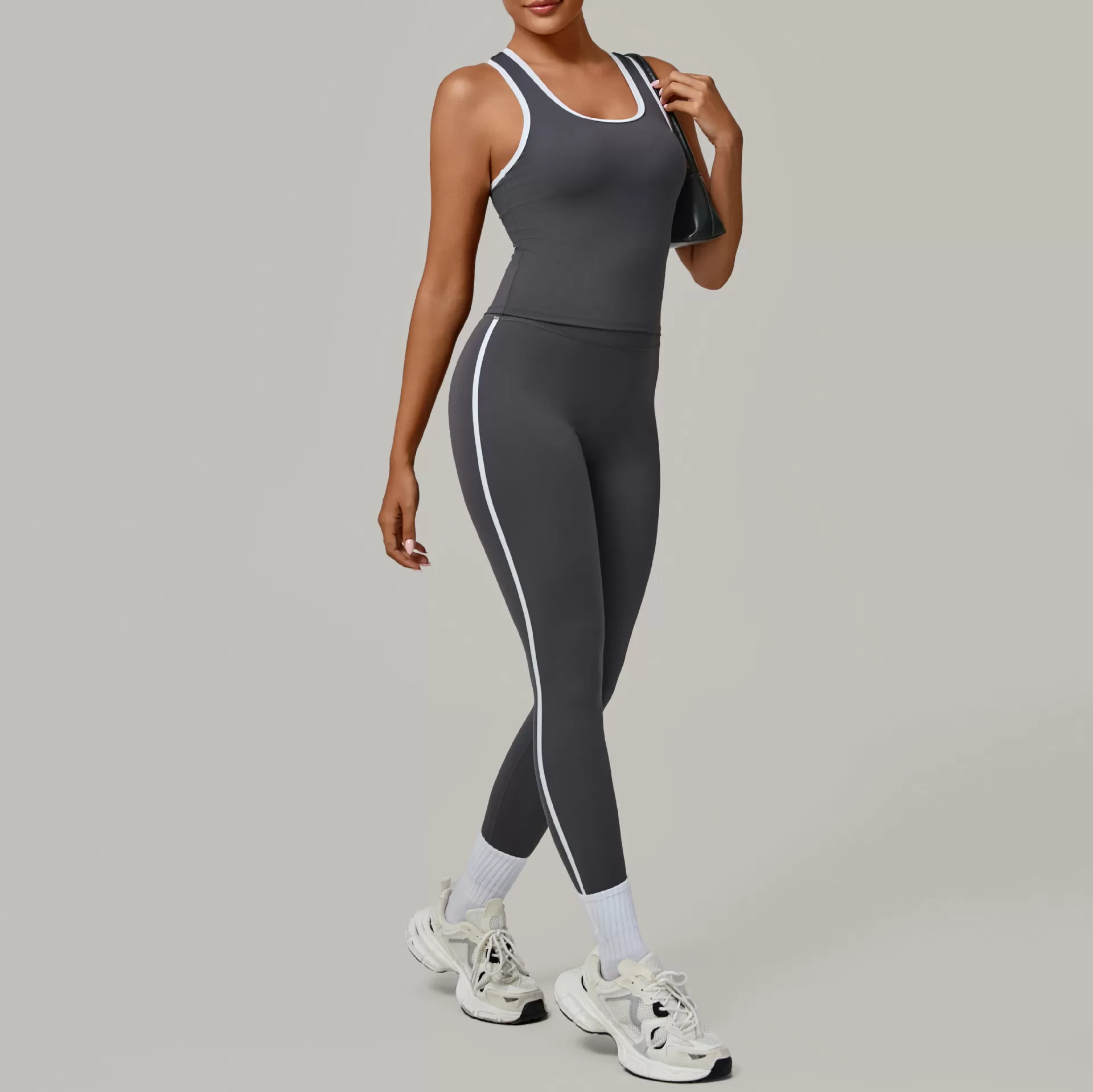 Gym 2 Piece Fitness Sports Suit Sleeveless Shirts Vest Top Legging Outfit Yoga Sets FGB7709+4601