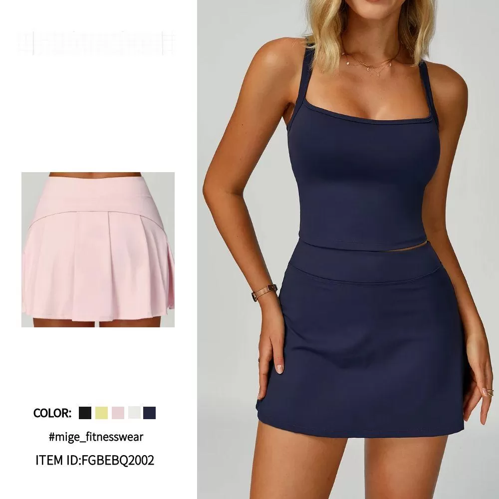 Women Gym Fitness Skirt Elastic Waist Yoga Golf Tennis Peak Ball Mini Skirt FGBEBQ2002